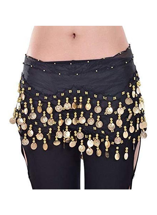 Belly Dance Hip Scarf Waist Belt With Gold Coins Black Color 10+ Years - Image 3